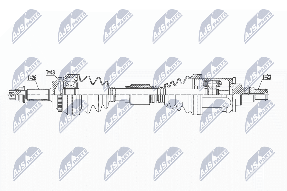Полуось toyota rav-4 4wd 00-05 передняя левая NTY NPW-TY-131