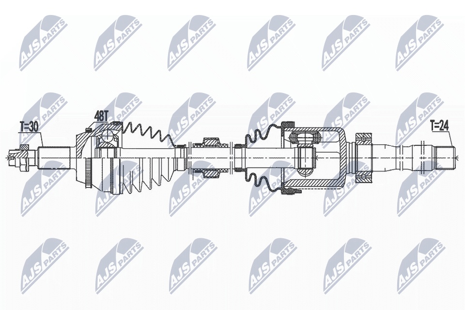 Полуось lexus rx350 08-15 передняя правая NTY NPW-TY-153