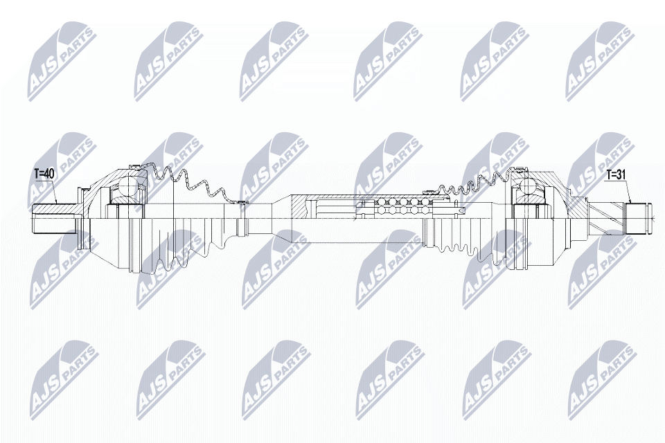 Полуось volvo xc60 d3/d4/d5 2.0d/2.4d 10- мкпп левая NTY NPW-VV-103