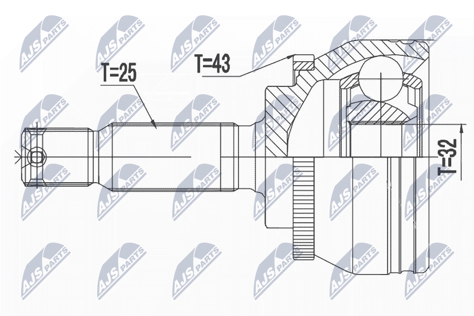 Шрус наружн. к-кт mitsubishi galant 96-03 3.8 03- eclipse 99-05 NTY NPZ-MS-063