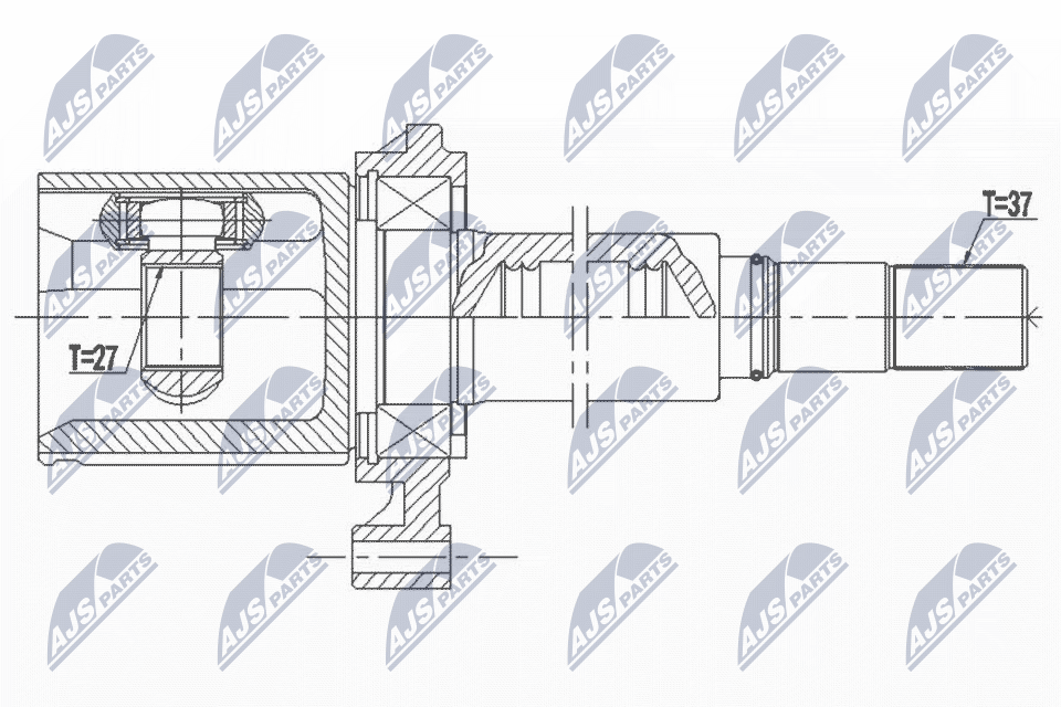 Шрус внутр. к-кт vw t5 2.0tdi2.0bitdi 10- акпп правый NTY NPW-VW-130
