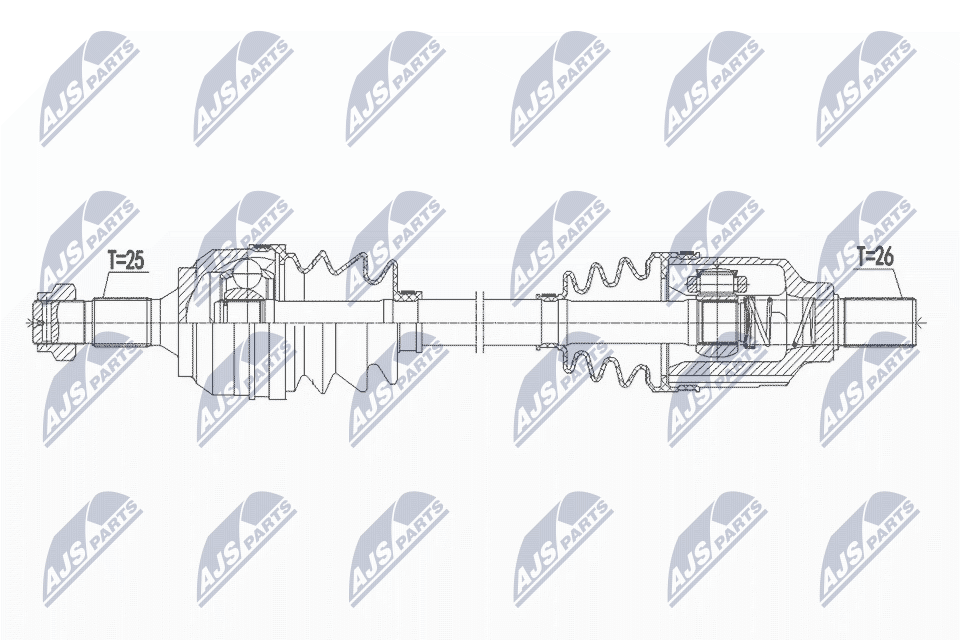 Полуось citroen c3 ii 1.6vti 09- ds3 1.6 vti 10- peugeot 208 1.2vti 1.6- левая NTY NPW-CT-087