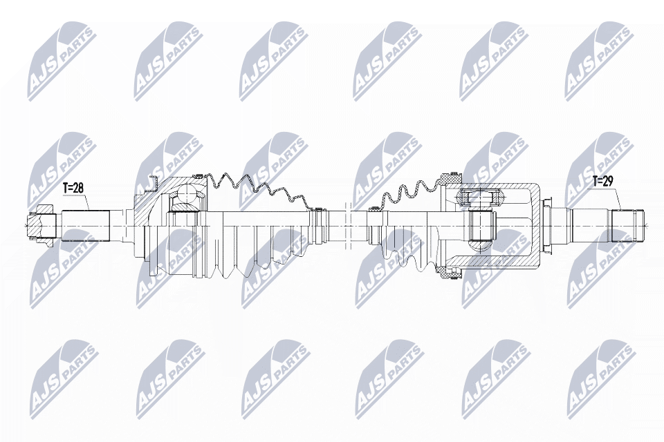 Полуось ford ranger 2.2tdci3.2tdci 11- передняя левая NTY NPW-FR-088