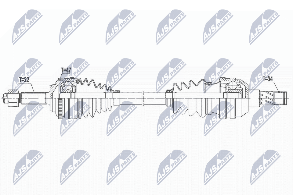Полуось chevrolet aveo/daewoo kalos 1.41.4i 16v 03- мкпп левая NTY NPW-DW-039