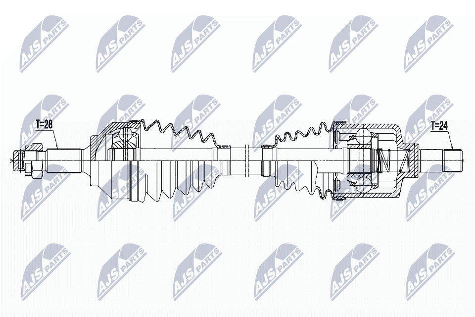 Полуось peugeot 508 2.0hdi hybrid 10- 508 2.0hdi rxh 10- левая NTY NPW-PE-027