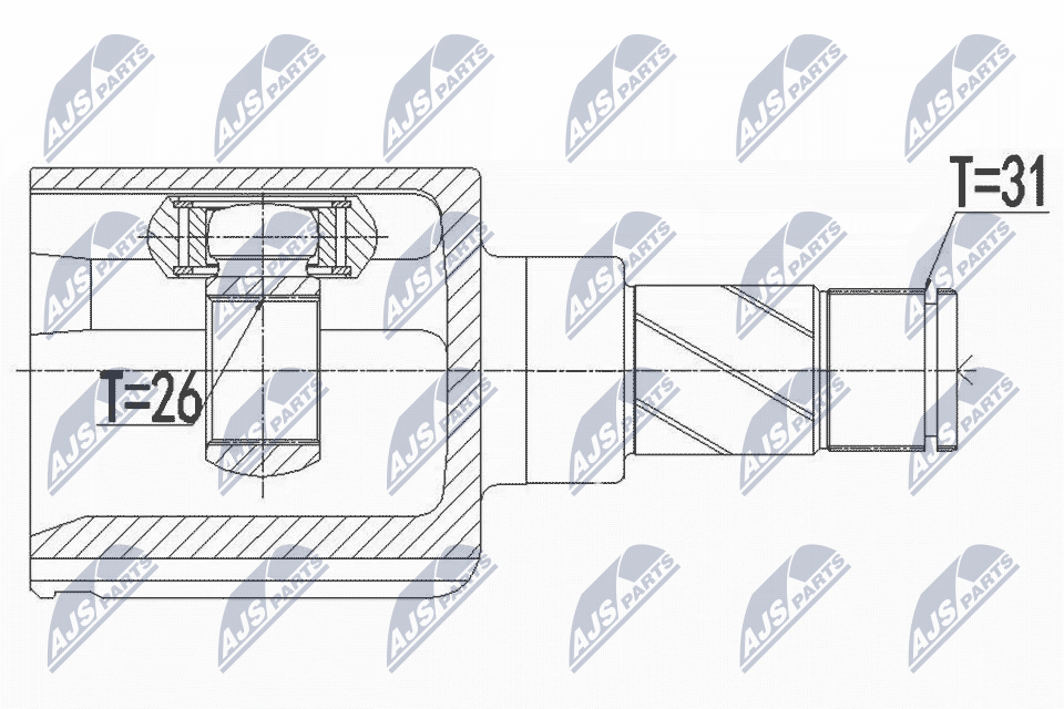Шрус внутр. к-кт ford eng.2.2tdci mondeo iv 08- s-max/galaxy 08- левый NTY NPW-FR-091