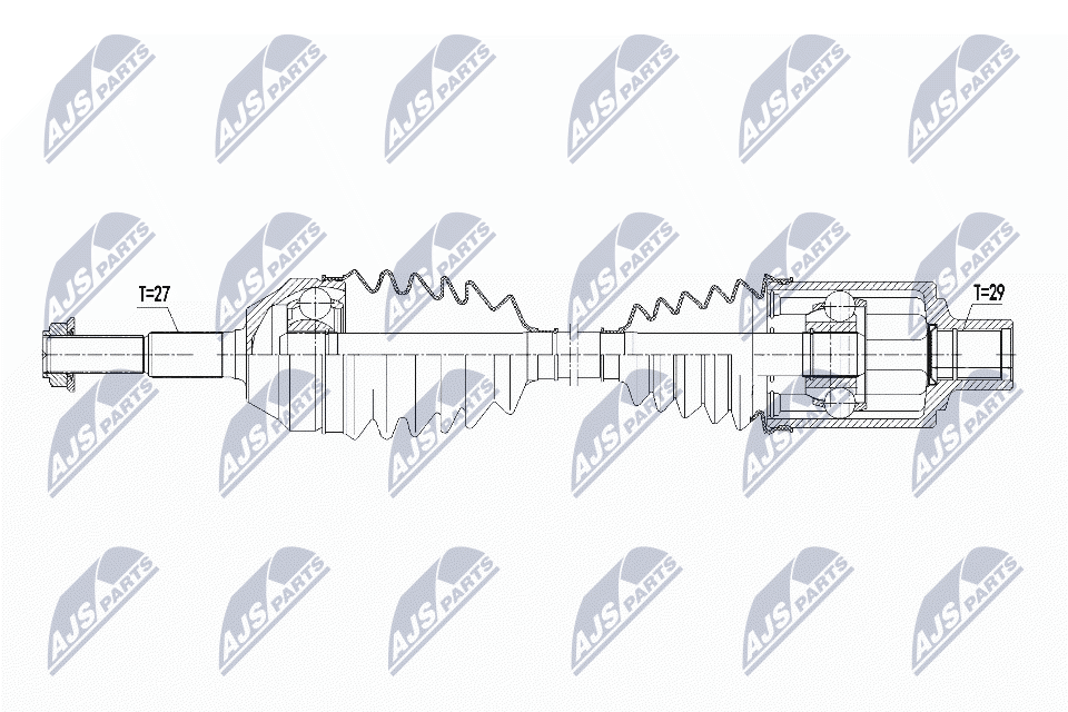 Полуось jeep cherokee 2.43.72.5crd2.8crd 4wd 01-08 передняя правая NTY NPW-CH-098