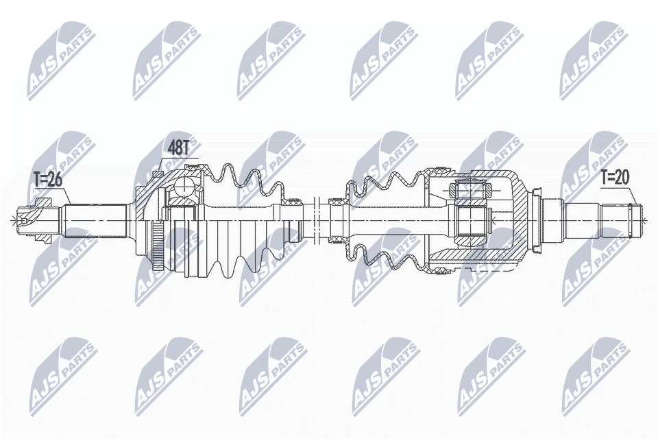 Полуось toyota prius 1.5hybrid 03-09 /left/ NTY NPW-TY-100