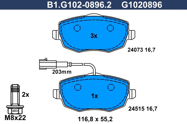 Тормозные колодки GALFER B1-G102-0896-2