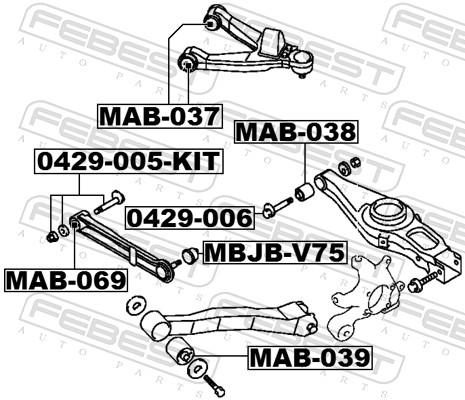 0429-005-kit болт с эксцентриком ремкомплект FEBEST 0429-005-KIT