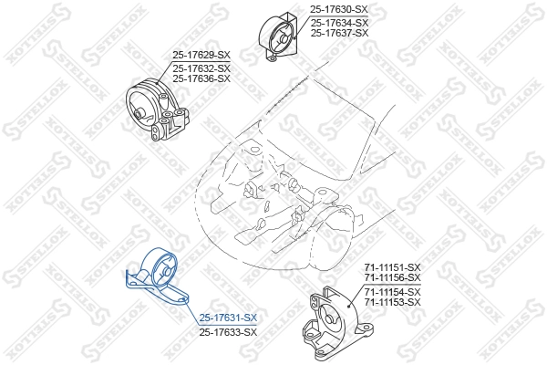 25-17631-sx подушка двигателя передняя STELLOX 25-17631-SX