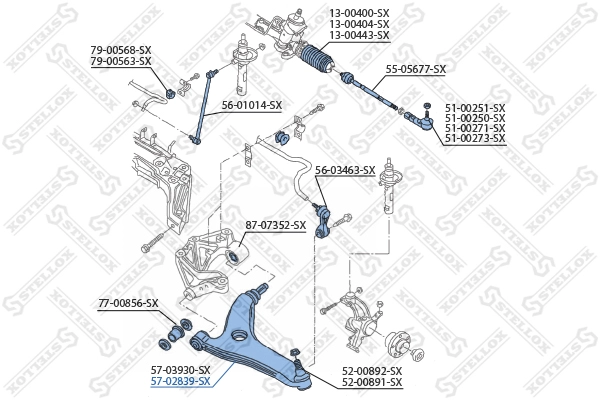 57-02839-sx рычаг правый STELLOX 57-02839-SX