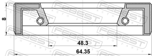95fay-50640808x сальник привода 48.3x64.35x8x8 FEBEST 95FAY-50640808X