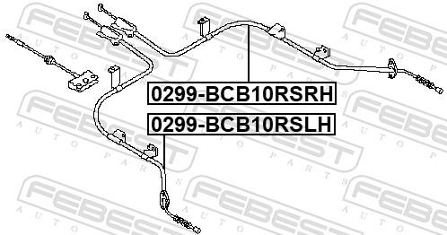 0299-bcb10rsrh трос ручного тормоза правый FEBEST 0299-BCB10RSRH