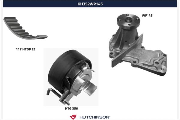 Ремкомплект грм с водяным насосом HUTCHINSON KH352WP145