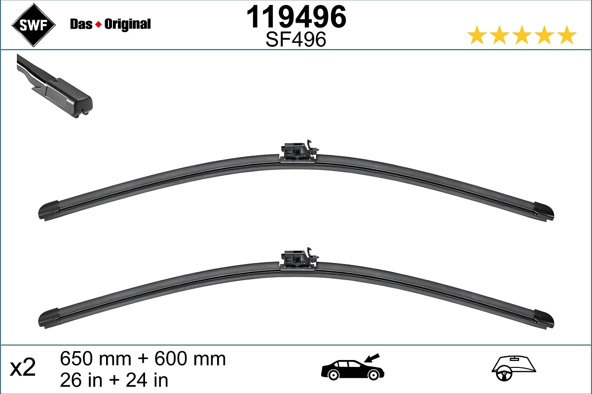 119496 к-т щеток с/о mercedes sprinter (907 910) 18- (650+600) SWF 119496