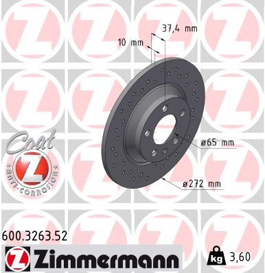 Диск тормозной ZIMMERMANN 600.3263.52