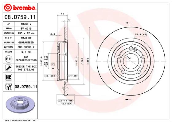 Диск тормозной BREMBO 08.D759.11