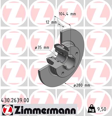 Диск тормозной ZIMMERMANN 430.2639.00