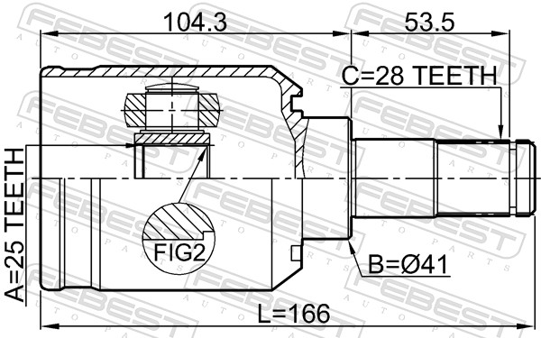 Шрус внутренний 25x41x28 FEBEST 1511-001