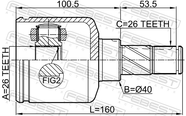 Шрус внутренний левый 26x40x26 FEBEST 3511-NL32WDMTLH