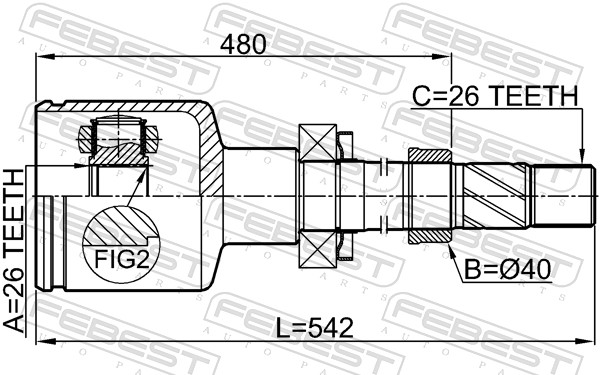 Шрус внутренний правый 26x40x26 FEBEST 3511-NL32WDMTRH