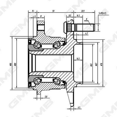 Gh34940 к-кт подшипника ступицы задней со ступицей GMB GH34940