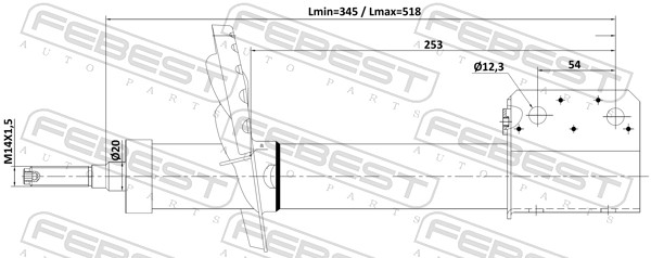 24110-004f амортизатор передний gas.twin tube FEBEST 24110-004F