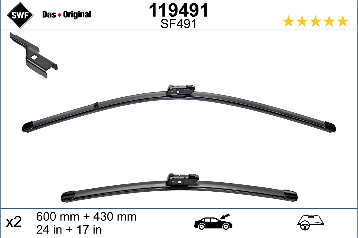 Щетка стеклоочистителя citroen berlingo (k9) 18- (600mm+430mm) SWF 119491