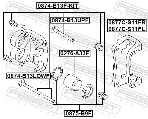 0874-b13f-kit ремк-т направл. торм. суппорта FEBEST 0874-B13F-KIT