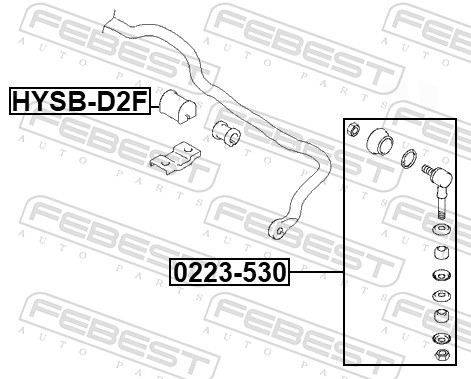 Hysb-d2f втулка стабилизатора центральная FEBEST HYSB-D2F