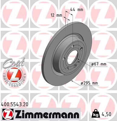 Диск торм mer a-class (w177) 18- b-class (w247) 18- зад невент 295x12 ZIMMERMANN 400.5543.20