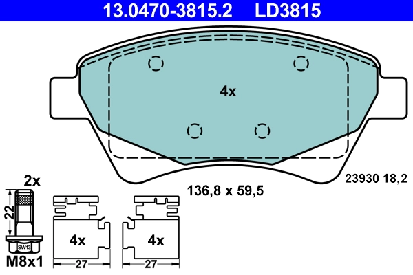 Тормозные колодки ATE 13.0470-3815.2