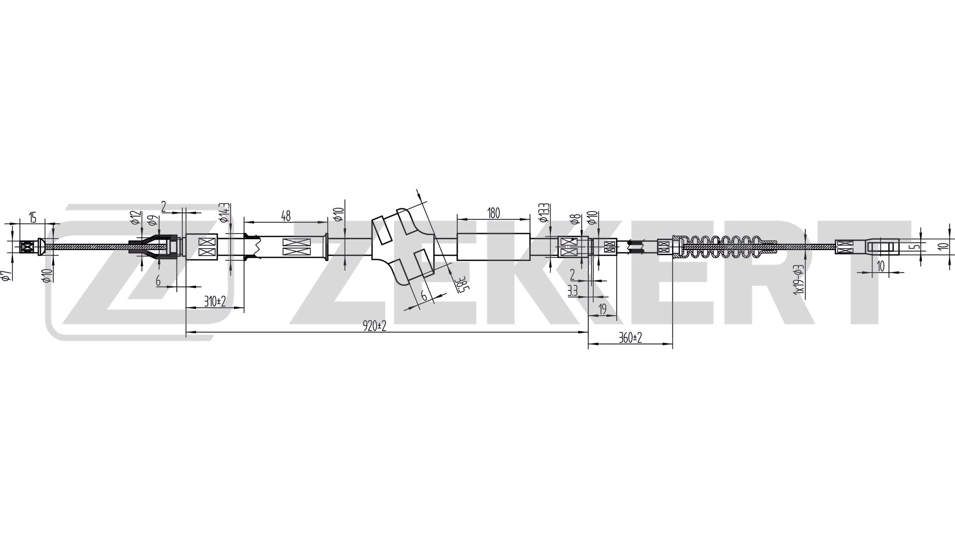 Bz-1213 трос стояночного тормоза задн. лев./прав. audi 100 93- a6 94- ZEKKERT BZ-1213