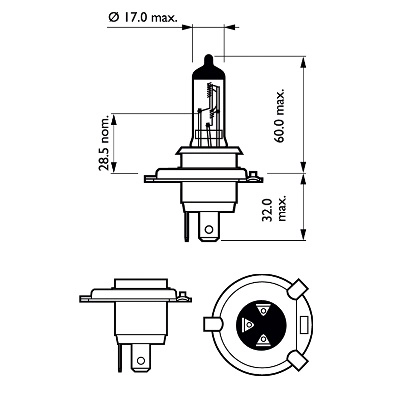 Лампа галогенная h4 12v 60/55w racingvision gt200 moto блистер 1шт PHILIPS 12342RGTBW