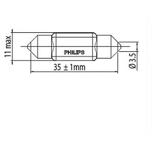 Лампа светодиодная led festoon 38mm 11854 cu31 12v b1 блистер 1шт PHILIPS 11854CU31B1