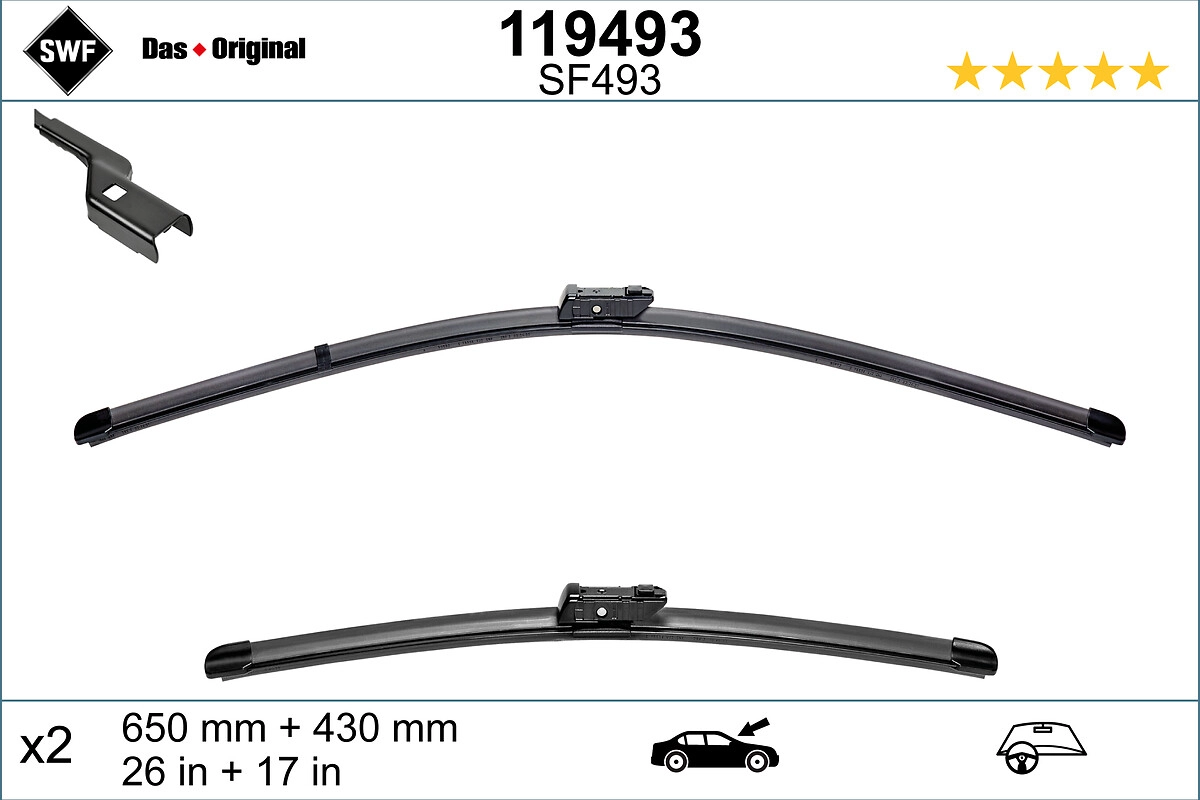 Щетка стеклоочистителя 650/430мм бескаркасные к-кт peugeot 508 ii SWF 119493