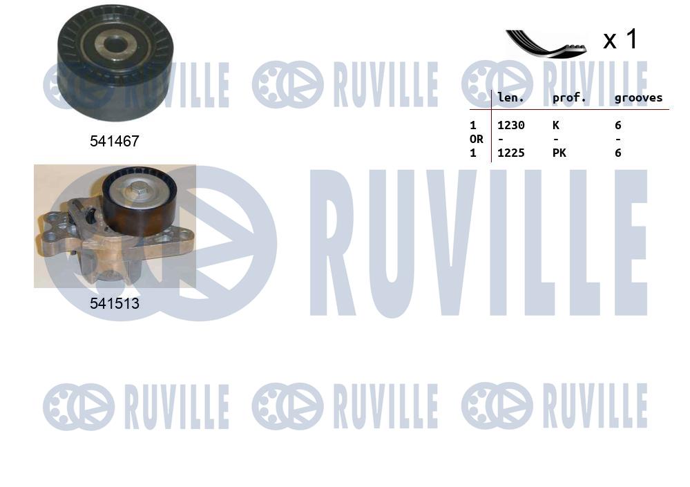 Комплект поликлинового ремня peugeot bipper 08- RUVILLE 570133