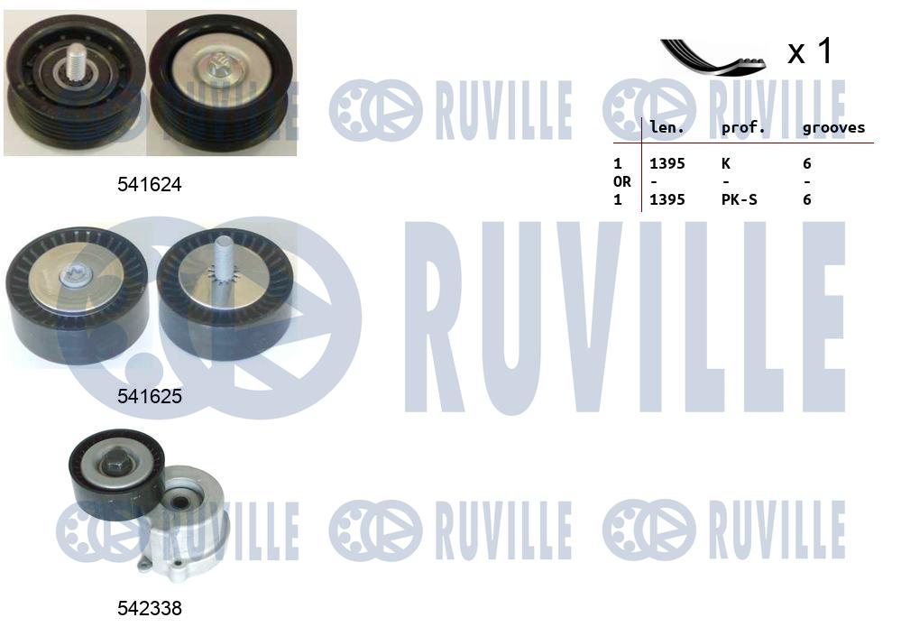 Комплект поликлинового ремня saab 9-3 RUVILLE 570136