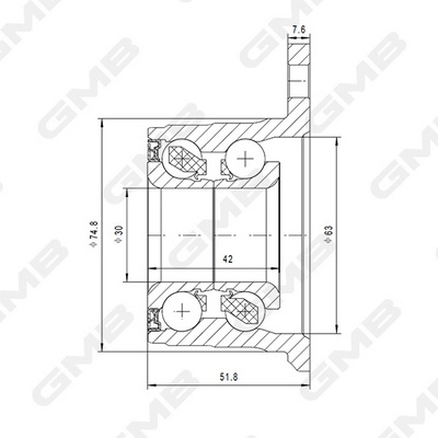 Gh21390t к-кт подшипника ступицы задней без abs GMB GH21390T