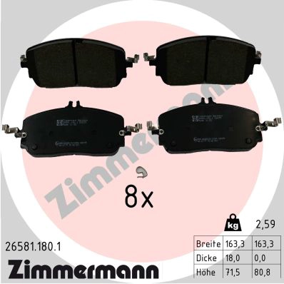 Колодки тормозные дисковые перед mb c (w206) e(w214) 21- ZIMMERMANN 26581.180.1