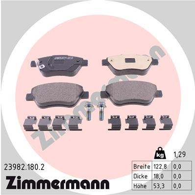 Колодки тормозные передний opelvauxhall corsa dcorsa d vancorsa mk iii (d) (l8)corsavan mk iii ZIMMERMANN 23982.180.2