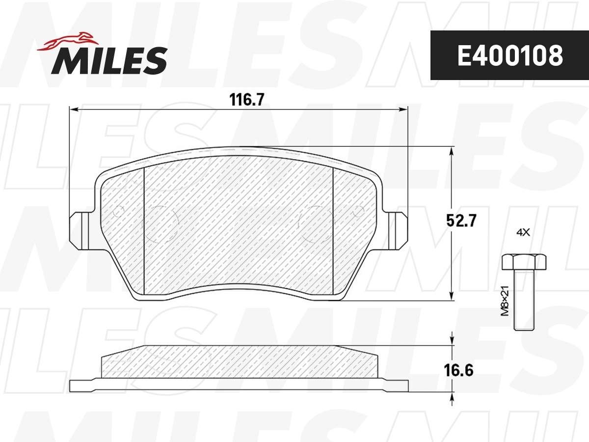 Колодки тормозные MILES E400108