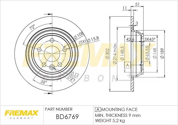 Диск тормозной FREMAX BD-6769