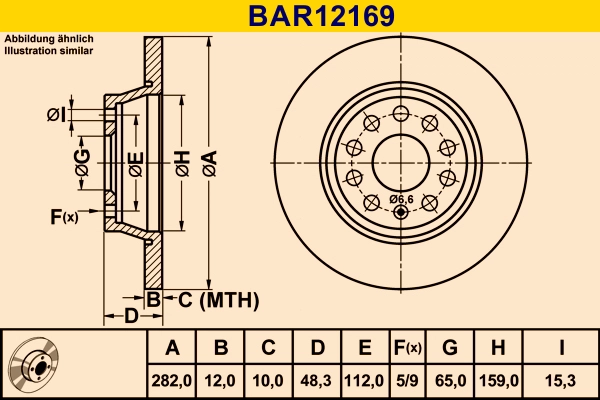 Диск тормозной BARUM BAR12169