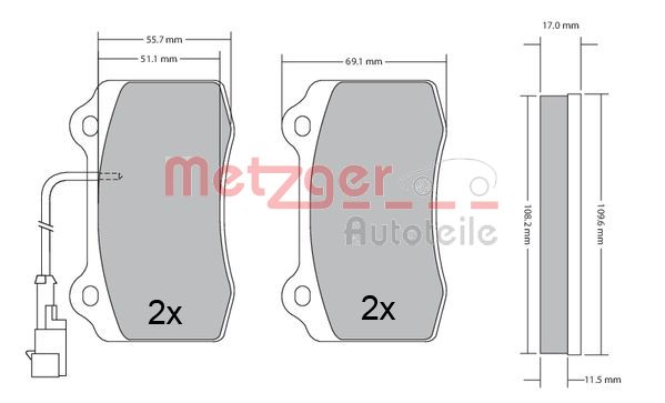 Колодки тормозные дисковые METZGER 1170551