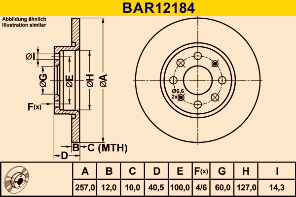 Диск тормозной BARUM BAR12184