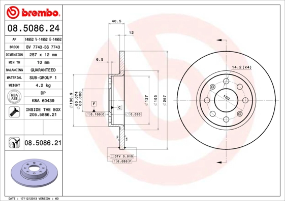 Диск тормозной BRECO BS 7743