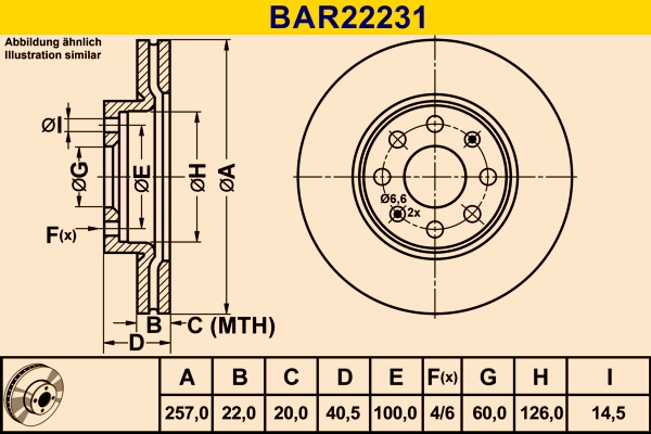 Диск тормозной BARUM BAR22231