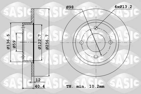 Диск тормозной SASIC 9004389J
